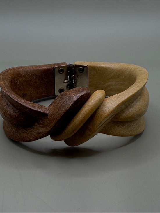 Jewelry - Vintage Resin Wooden Wide Clamp Bracelet